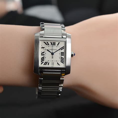 Cartier stainless steel tank francaise